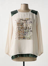 Blouse légère et transparente manches longues beige DANEVA femme