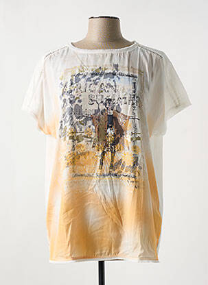 T-shirt imprimé fantaisie manches courtes beige BASLER femme