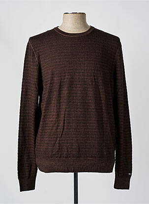 Pull stretch manches longues marron TOMMY HILFIGER homme