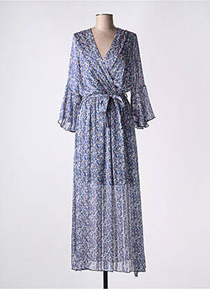 Robe longue manches longues manches longues bleu LES PETITES FLEURS femme