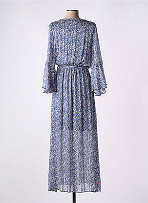 Robe longue manches longues manches longues bleu LES PETITES FLEURS femme