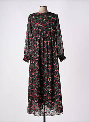 Robe longue manches longues manches longues noir VINTAGE LOVE femme