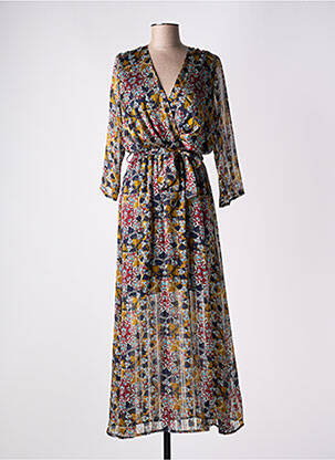 Robe longue imprimé fleurs manches 3/4 bleu LES PETITES FILLES femme