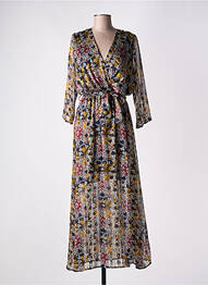 Robe longue imprimé fleurs manches 3/4 bleu LES PETITES FILLES femme