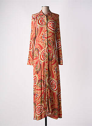 Robe longue manches longues manches longues orange #OOTD femme