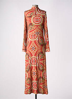 Robe longue manches longues manches longues orange #OOTD femme