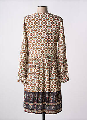 Robe mi-longue imprimé fleurs manches longues beige STELLA FOREST femme