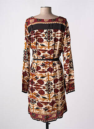 Robe courte coupe fluide manches longues beige STELLA FOREST femme