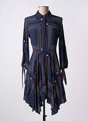 Robe mi-longue manches longues manches longues bleu TOMMY HILFIGER femme