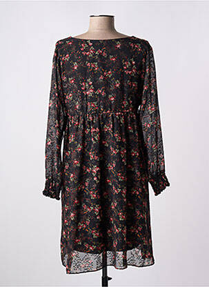 Robe courte imprimé fleurs manches longues noir VINTAGE LOVE femme