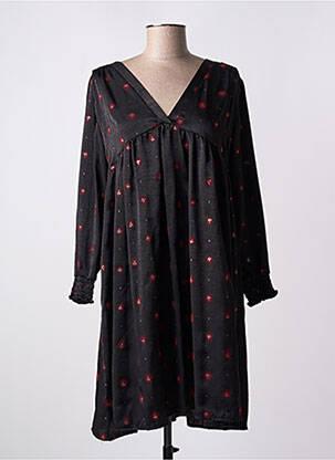 Robe courte imprimé fleurs manches longues noir VINTAGE LOVE femme