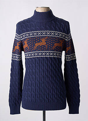 Pull tissage jacquard manches longues bleu SELECTED homme