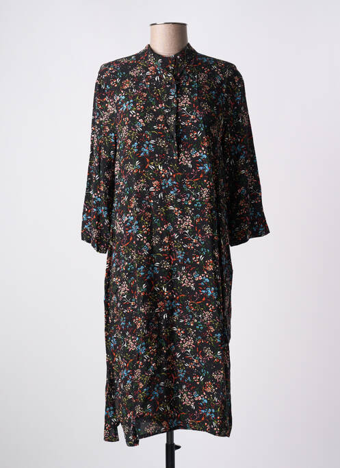 Robe mi-longue noir LES PETITES FLEURS pour femme