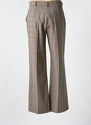 Pantalon flare fermeture zippée sous rabat avec crochet taille haute marron STELLA FOREST femme