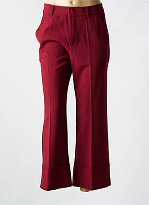 Pantalon flare fermeture zippée sous rabat avec crochet taille haute rouge ATTIC AND BARN femme