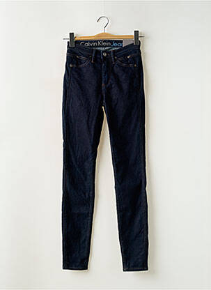 Jeans skinny tissage brut taille haute bleu CALVIN KLEIN femme