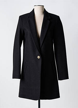 Manteau long coupe cintrée sans capuche noir JANIS & JOHN femme