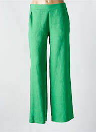 Pantalon large tissage crêpe taille normale vert KACY femme