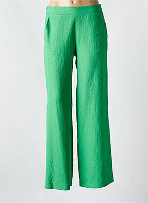 Pantalon large tissage crêpe taille normale vert KACY femme