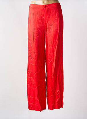Pantalon large fermeture zippée sous rabat boutonné taille normale rouge AN' GE femme