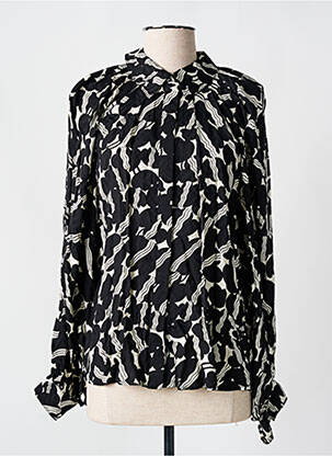 Chemisier tissage crêpe manches longues noir IDANO femme