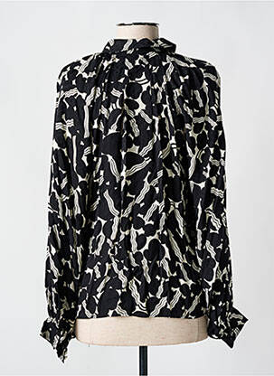 Chemisier tissage crêpe manches longues noir IDANO femme