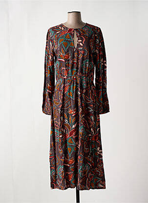 Robe longue manches longues manches longues marron LOSAN femme