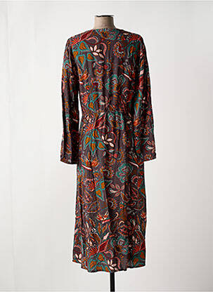 Robe longue manches longues manches longues marron LOSAN femme