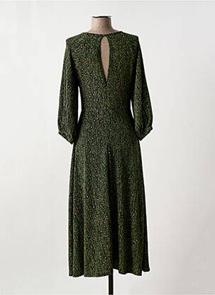 Robe longue imprimé fantaisie manches longues vert TRAFFIC PEOPLE femme