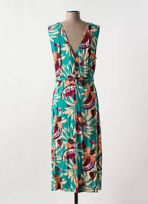 Robe longue tissage popeline sans manche vert KING LOUIE femme