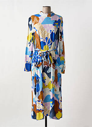 Robe longue imprimé fantaisie manches longues bleu NUMPH femme