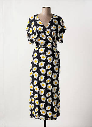 Robe mi-longue imprimé fleurs manches courtes noir COMPAÑIA FANTASTICA femme