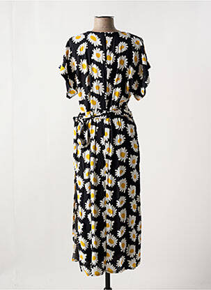 Robe mi-longue imprimé fleurs manches courtes noir COMPAÑIA FANTASTICA femme