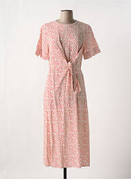 Robe mi-longue imprimé fleurs manches courtes rouge CHERRY PARIS femme