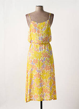 Robe longue manches bretelles ajustables fines bretelles jaune KING LOUIE femme