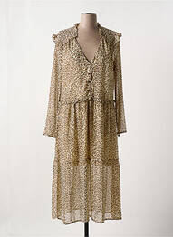 Robe mi-longue manches longues manches longues beige CHERRY PARIS femme