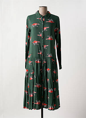 Robe mi-longue imprimé fantaisie manches longues vert COMPAÑIA FANTASTICA femme