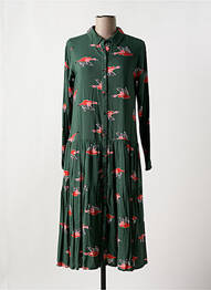 Robe mi-longue imprimé fantaisie manches longues vert COMPAÑIA FANTASTICA femme
