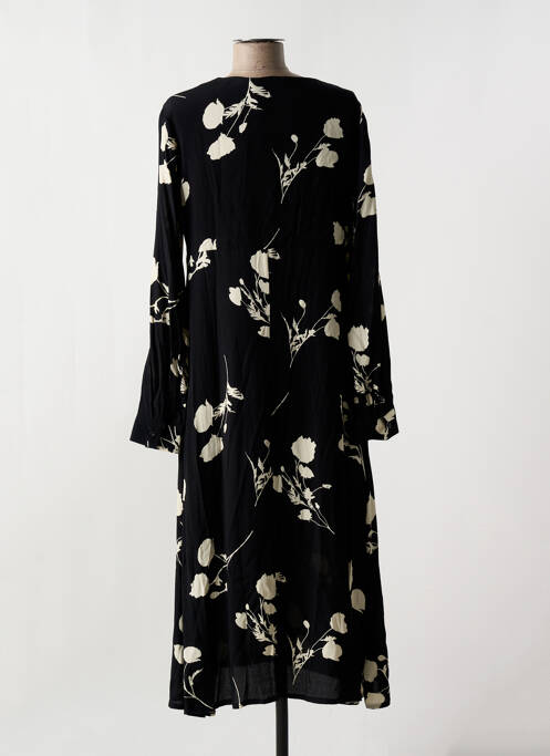Robe mi-longue coupe évasée manches longues noir CHERRY PARIS femme