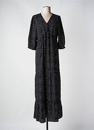 Robe longue col v manches 3/4 noir ANDY & LUCY femme