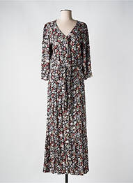 Robe longue imprimé fleurs manches 3/4 noir KAFFE femme