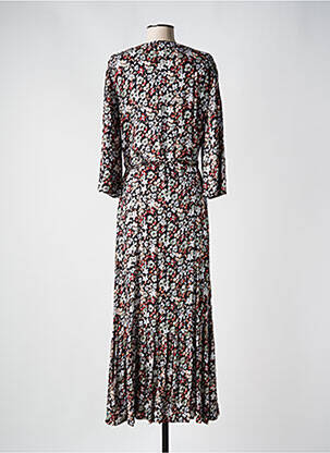 Robe longue imprimé fleurs manches 3/4 noir KAFFE femme