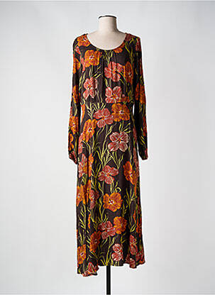 Robe longue manches longues manches longues marron NUMPH femme