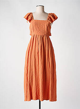Robe longue coupe cintrée fines bretelles orange COMPAÑIA FANTASTICA femme