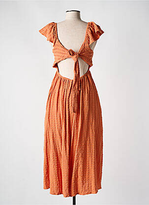 Robe longue coupe cintrée fines bretelles orange COMPAÑIA FANTASTICA femme
