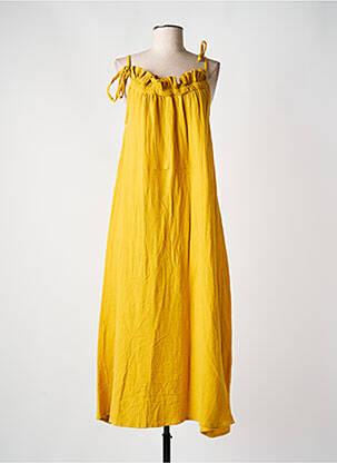 Robe longue manches bretelles ajustables fines bretelles jaune LES TROPEZIENNES PAR M.BELARBI femme