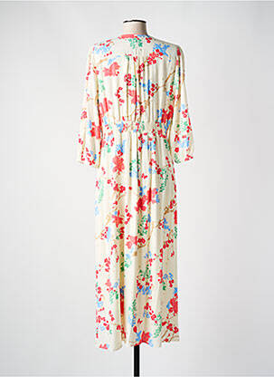 Robe longue imprimé fleurs manches 3/4 beige NUMPH femme