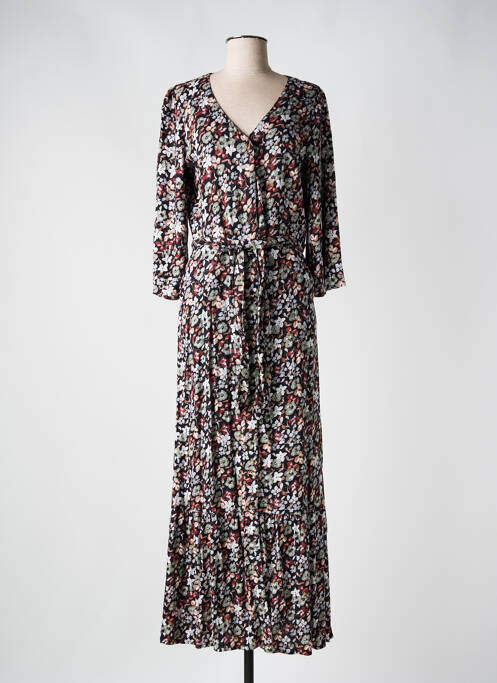 Robe longue imprimé fleurs manches 3/4 noir KAFFE femme
