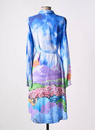 Robe mi-longue imprimé fantaisie manches longues bleu NUMPH femme