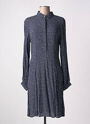 Robe mi-longue tissage crêpe manches longues bleu NUMPH femme